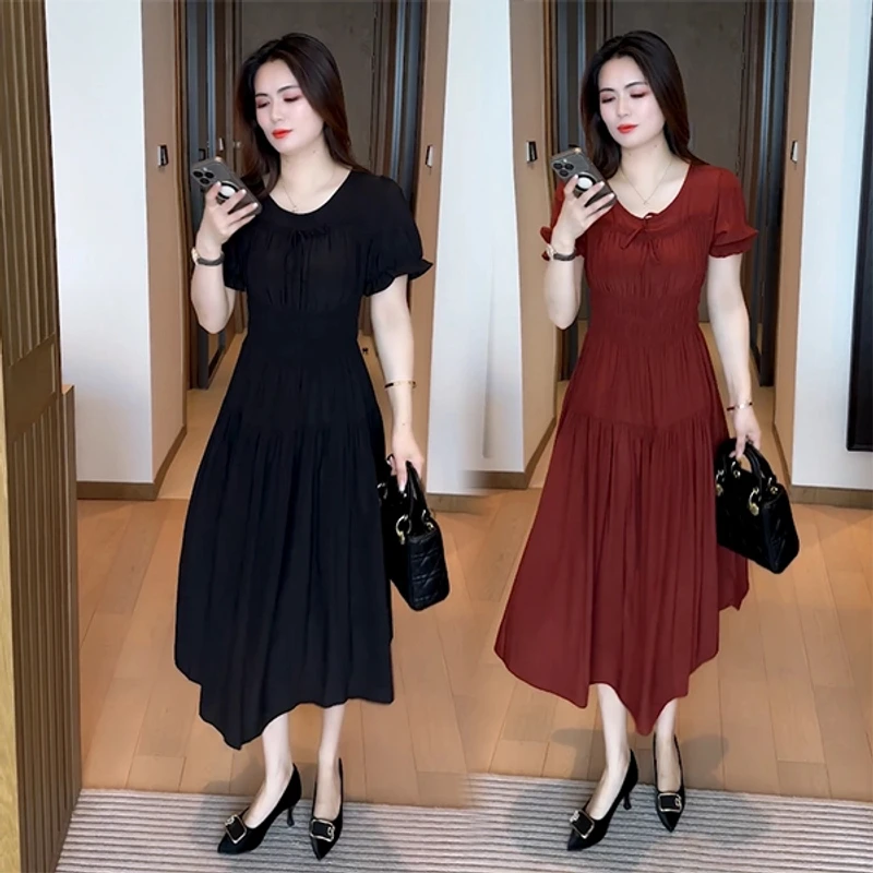 裙子女2025新款夏季轻奢小众女装气质收腰显瘦连衣裙韩版中长款