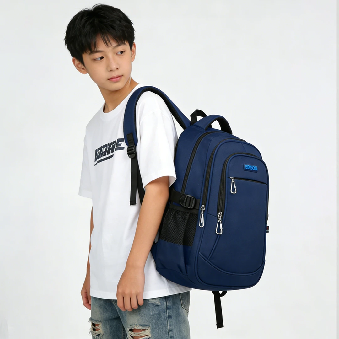 爱迪生初中生书包男女孩护脊减负防泼水6-9年级中学生大容量背包