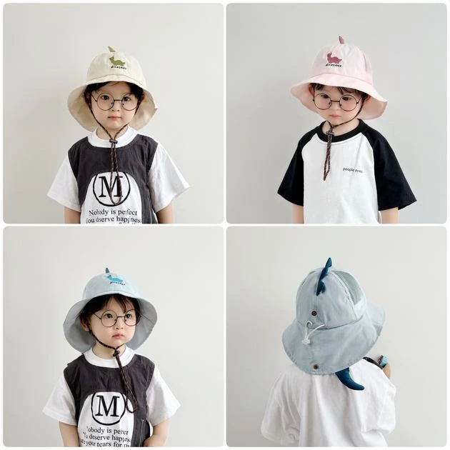 儿童渔夫帽子1到3岁大檐带披肩男童遮阳帽女童防晒帽儿童防晒帽
