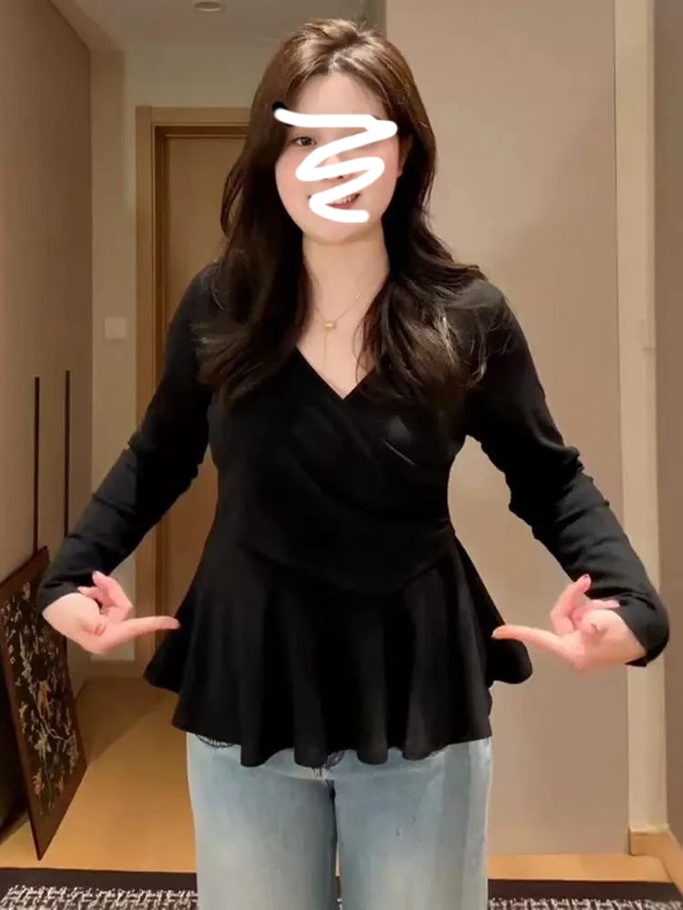 59122 打底衫女早春大衣内搭可外穿胖mm遮肚子藏肉显瘦上衣