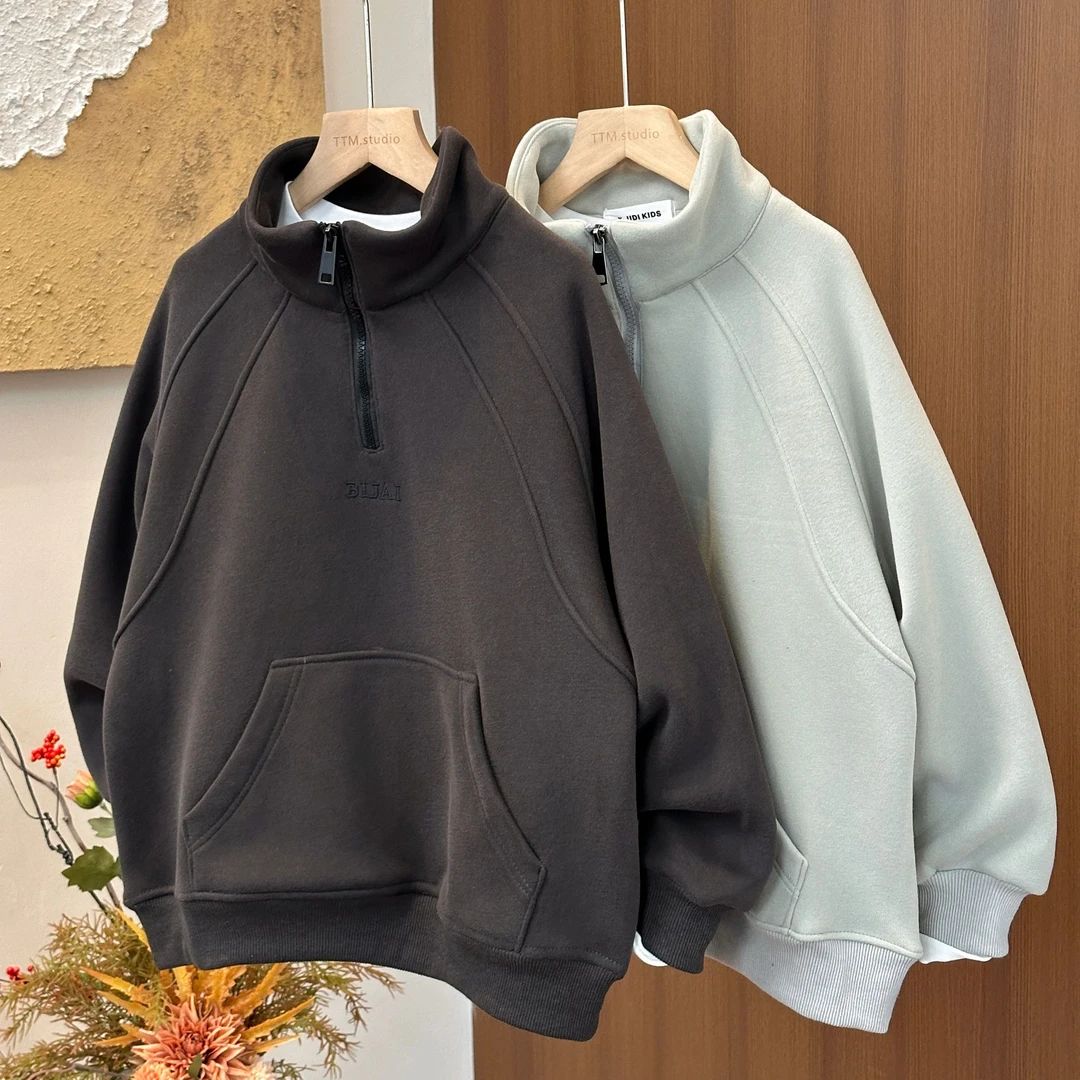 【2024837】男童立领卫衣宽松2024秋季韩版设计感上衣潮牌大牌风