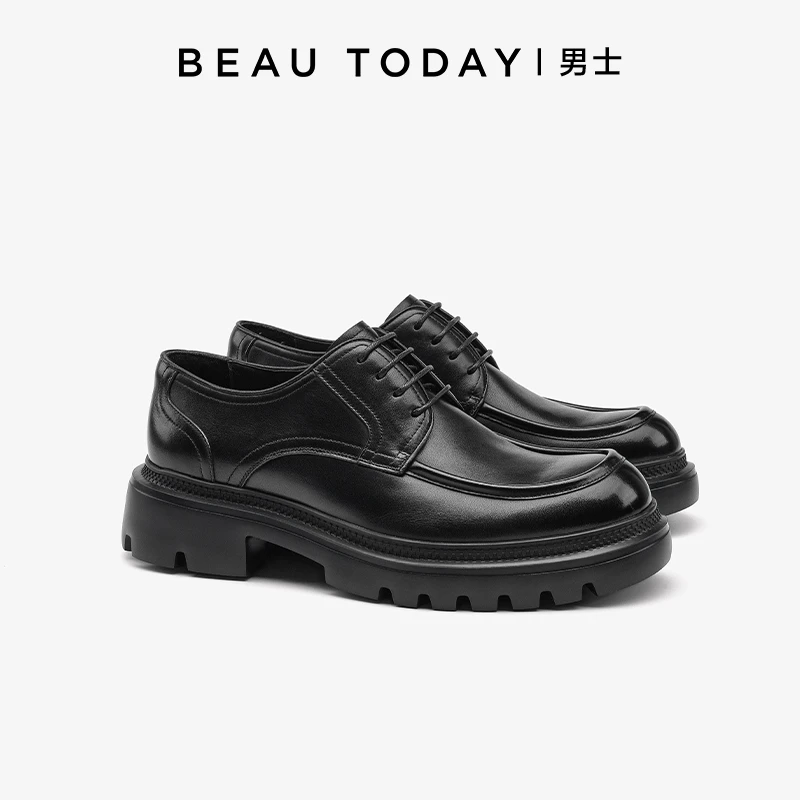 BeauToday正装商务皮鞋男士三接头真皮简约德比鞋舒适时尚秋季