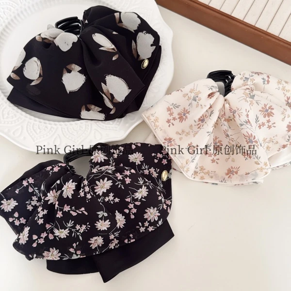 Pink Girl  Z851原创新款碎花抓夹5cm马尾夹显发量气质优雅发饰女