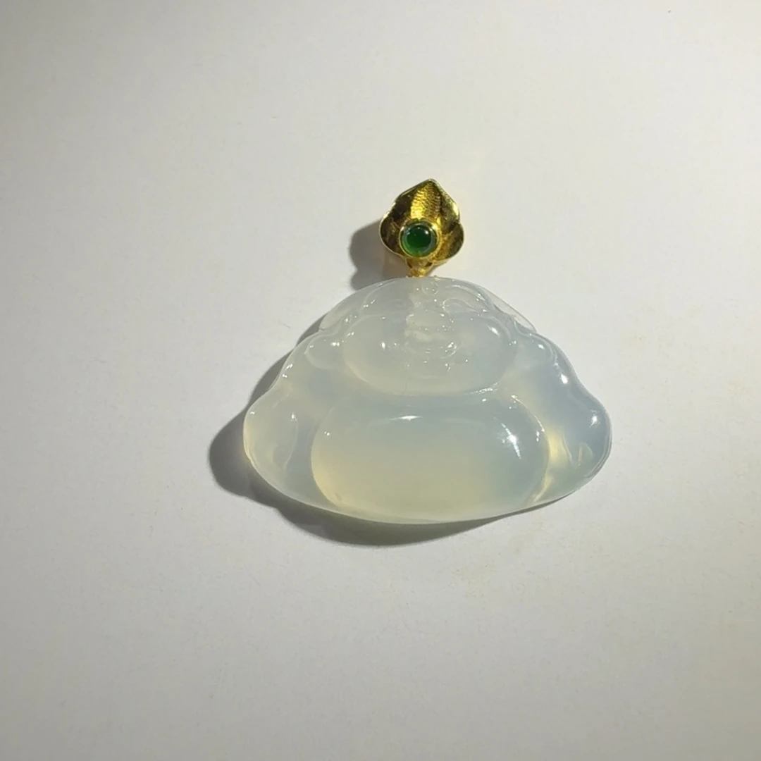 颈饰18K金镶嵌翡翠佛公