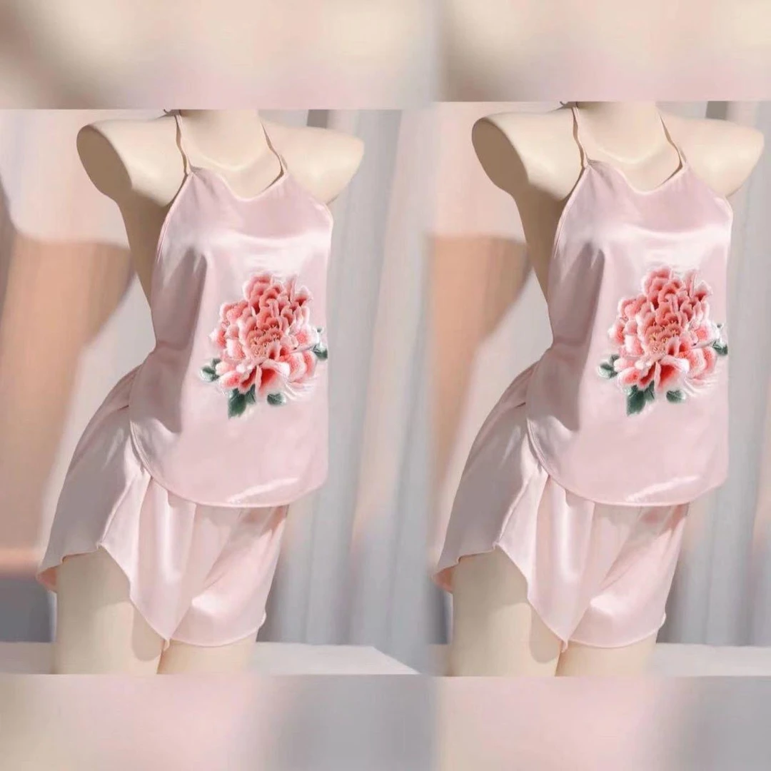 苏绣刺绣夏季系带肚兜睡衣新款绣花古风性感吊带挂脖套装家居服女