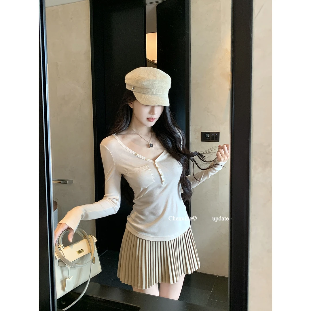 何晨曦 [灵动气质拉满]休闲显瘦细褶百褶裙运动A字半身短裙T1027Q