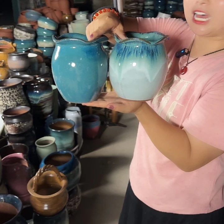 口13高15瑕疵两个盆子