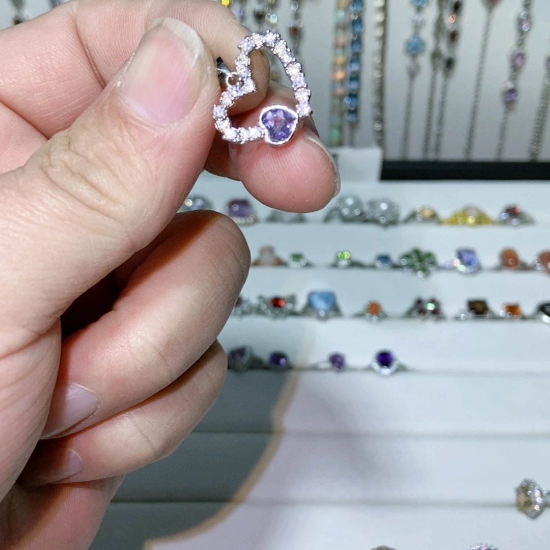 绿水晶戒指银S925镶嵌