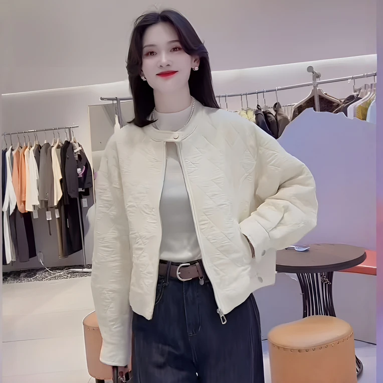 正版小立领高级感加厚夹克短外套女装2025秋冬韩系超好看休闲上衣
