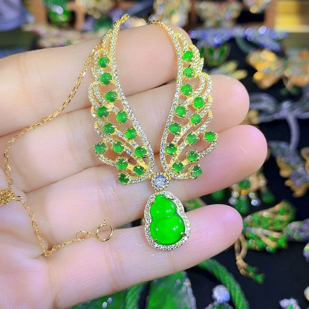 吊坠(不含链)银S925镶嵌翡翠