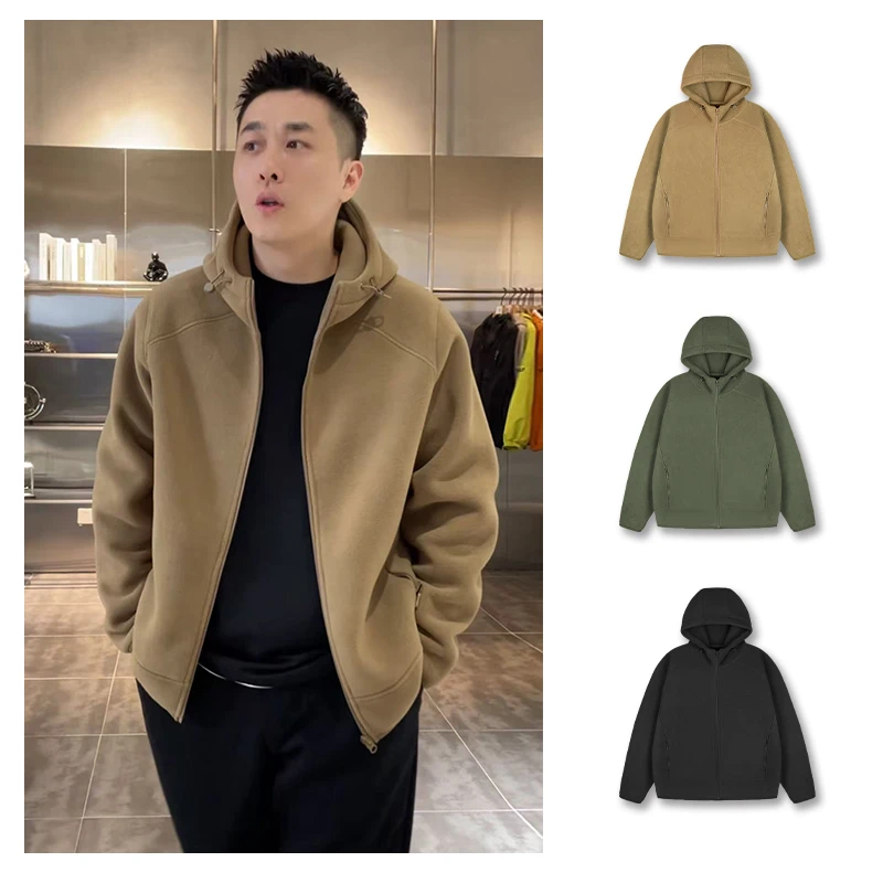 【2025新款3.0版双面摇粒绒连帽拉链外套】男女同款连帽外套2505