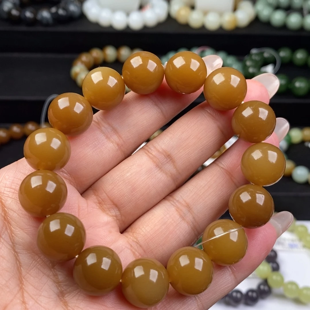 和田玉手串未镶嵌卡14