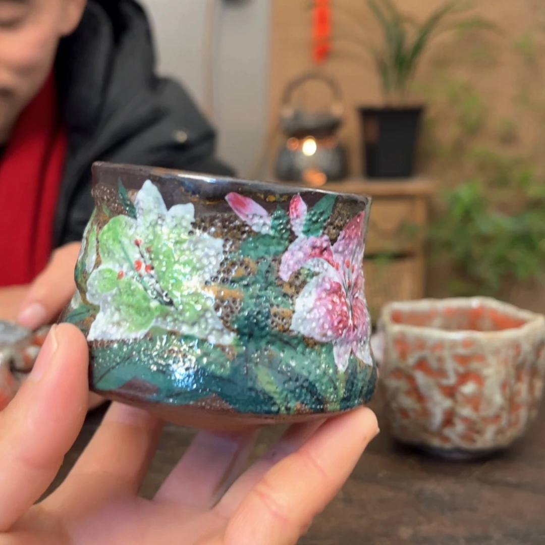 杯景德镇柴烧手绘杯