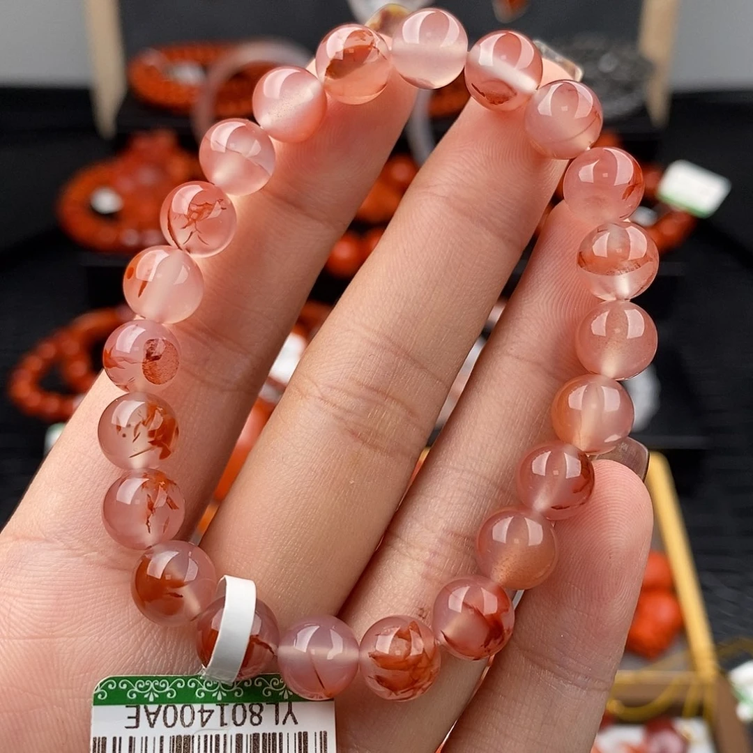 南红玛瑙未镶嵌四川凉山冰飘圆珠8.7m