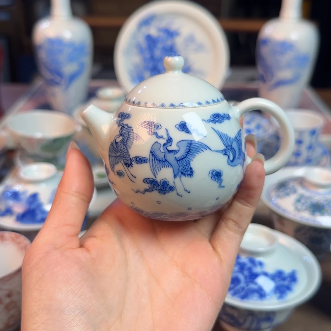 名窑口 六鹤茶壶放漏