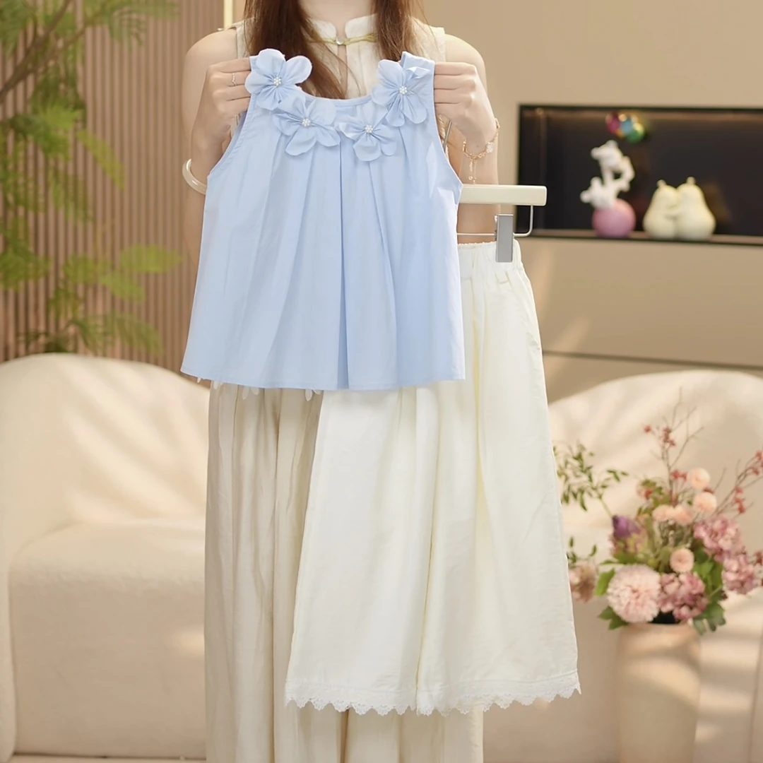 女童夏套装2025新款儿童夏季薄款衣服女大童夏日绝美长裤套装童装