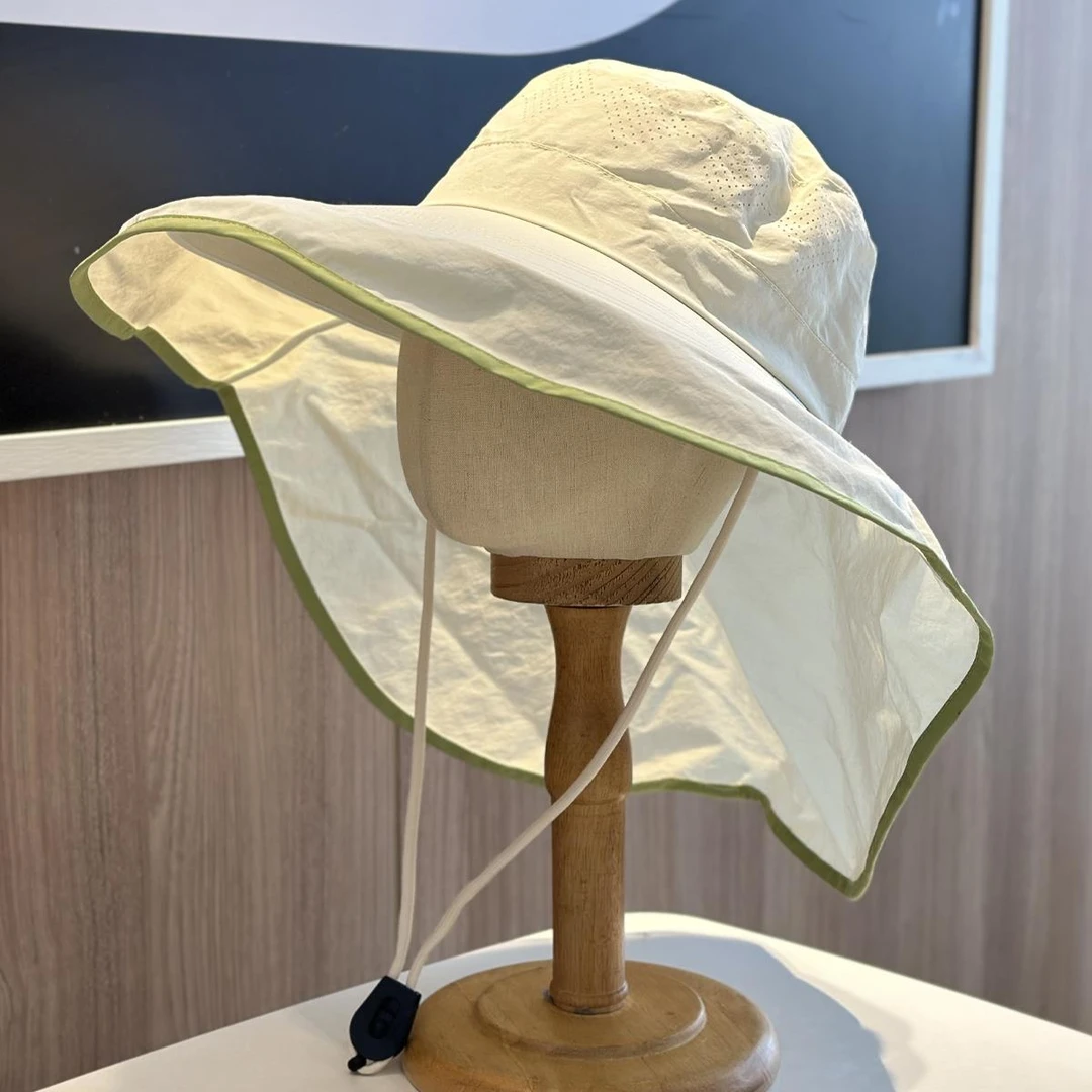 新款大檐披肩护脖渔夫帽子女夏季速干户外骑车钓鱼帽男女同款简约