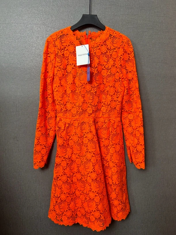 99新 Valentino/华伦天奴 华伦天奴橘色连衣裙99新