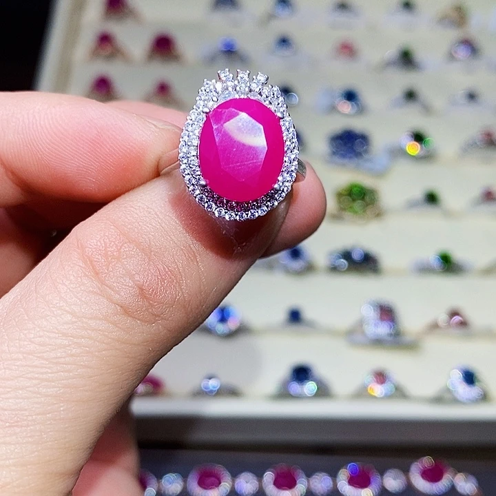 红宝石戒指银S925镶嵌铁*1111