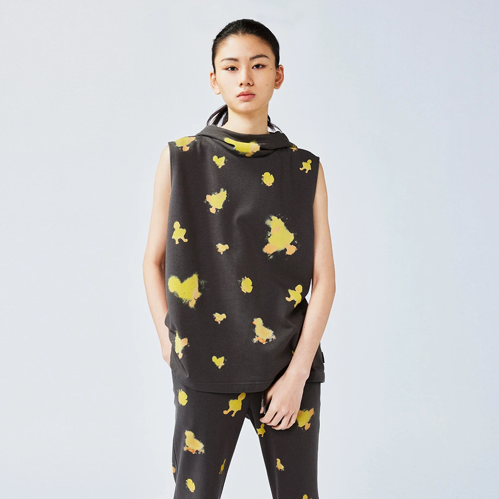 【商场同款新品】UOOYAA/乌丫“I”鸭连帽卫衣背心UY25152B254192