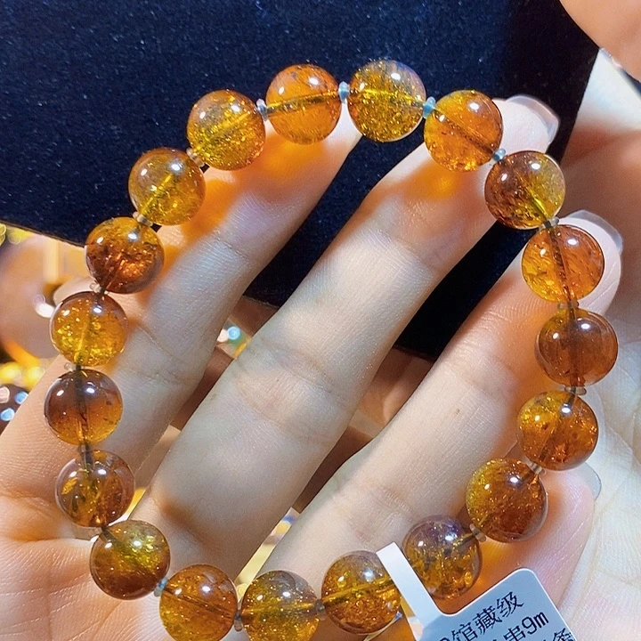 蓝珀未镶嵌珠宝奇石墨西哥红蓝金沙手串9