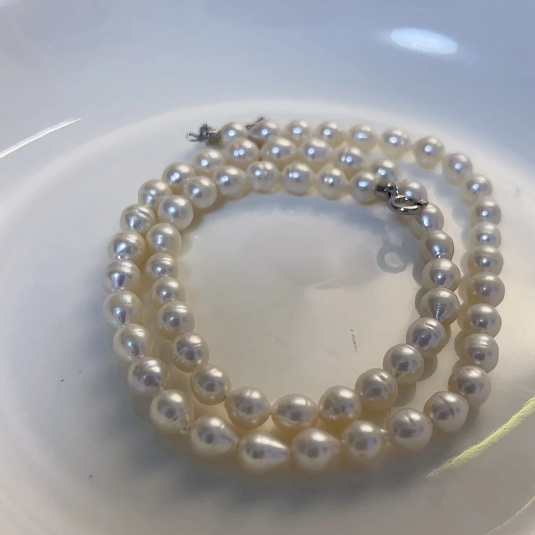 淡水珍珠银S925镶嵌项链