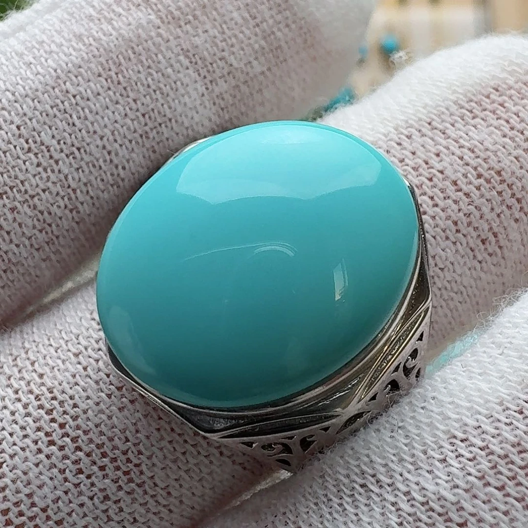 绿松石珠宝奇石银S925镶嵌