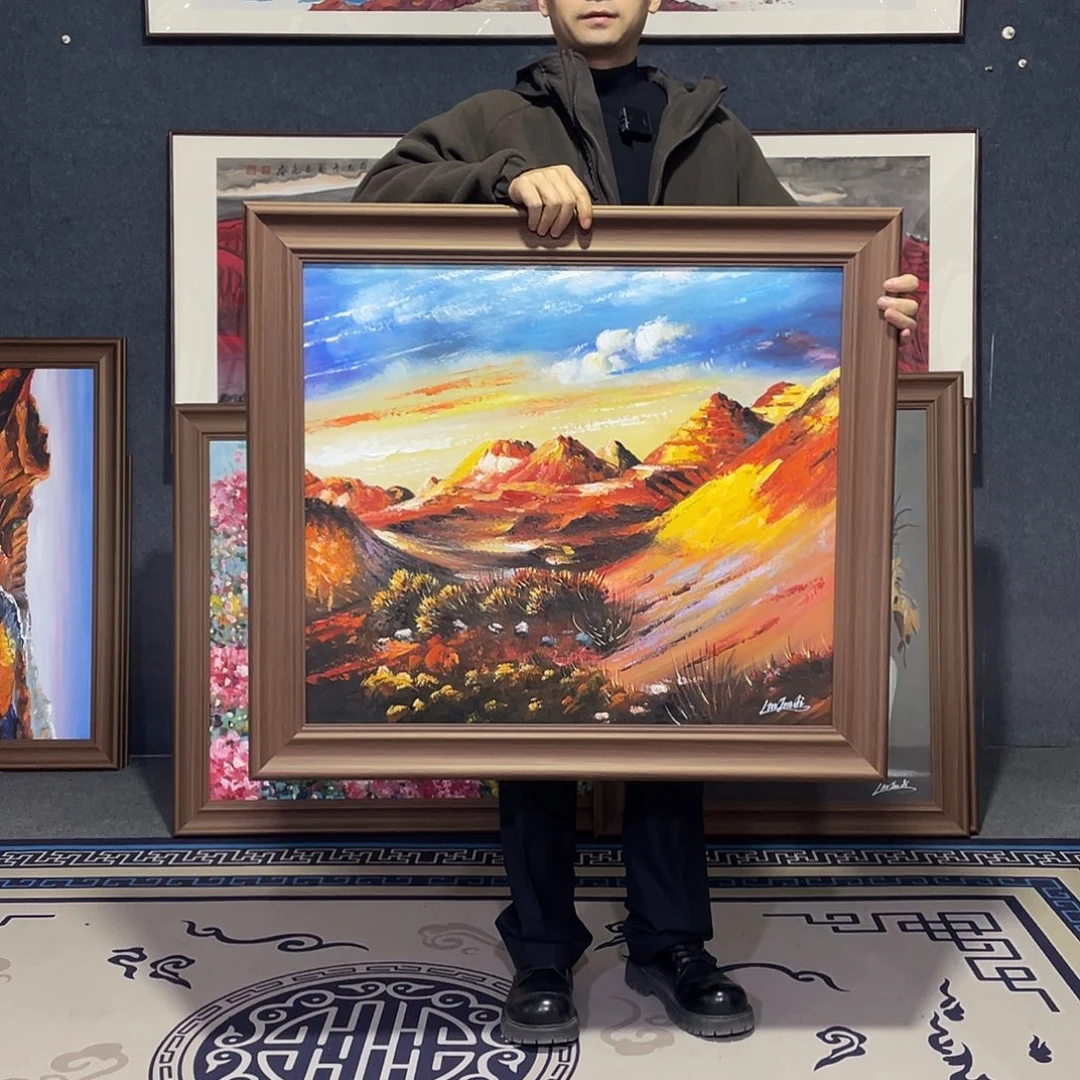 国画手绘画作品带框