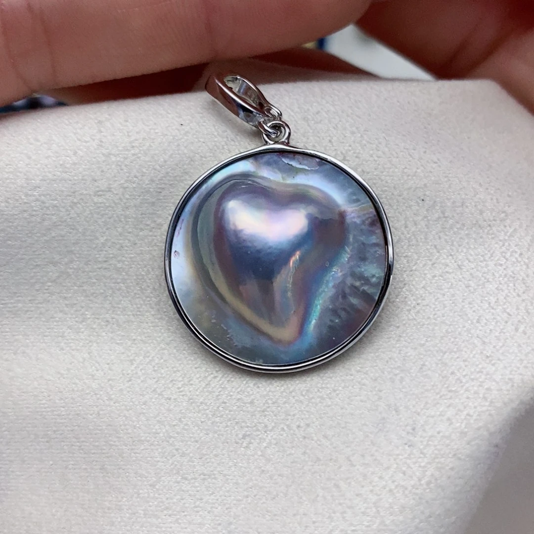 【闪购商品】拼合珍珠（马贝珠）颈饰银S925镶嵌10