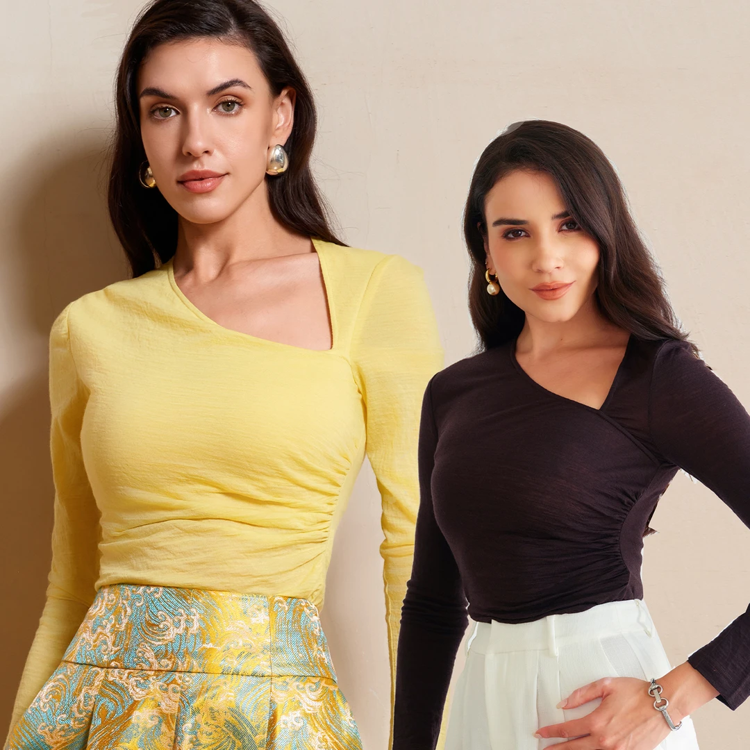 不规则领弹力羊毛设计感百搭舒适女士打底上衣