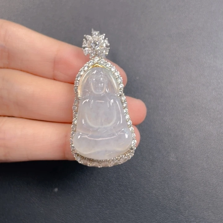 吊坠(不含链)银S925镶嵌翡翠