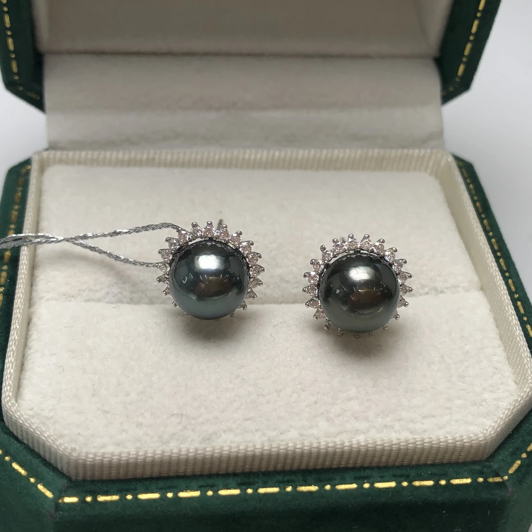 海水大溪地银耳钉8-9mm太阳花款气质潮流