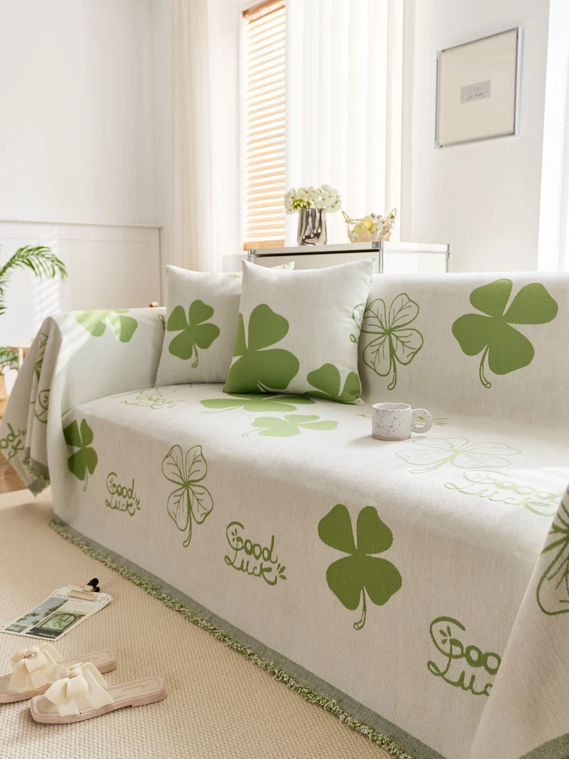 四叶草防滑颗粒雪尼尔沙发垫四季通用防滑高级感简约沙发盖布巾