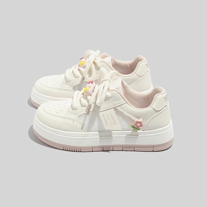 真皮可爱小白鞋女2025年夏季新款ins潮厚底帆布鞋女款2025爆款