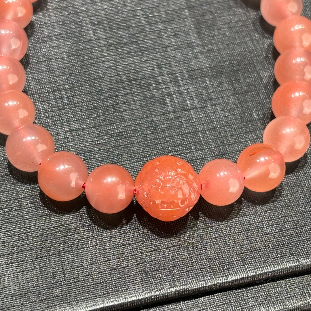 南红精品樱桃红貔貅球手链