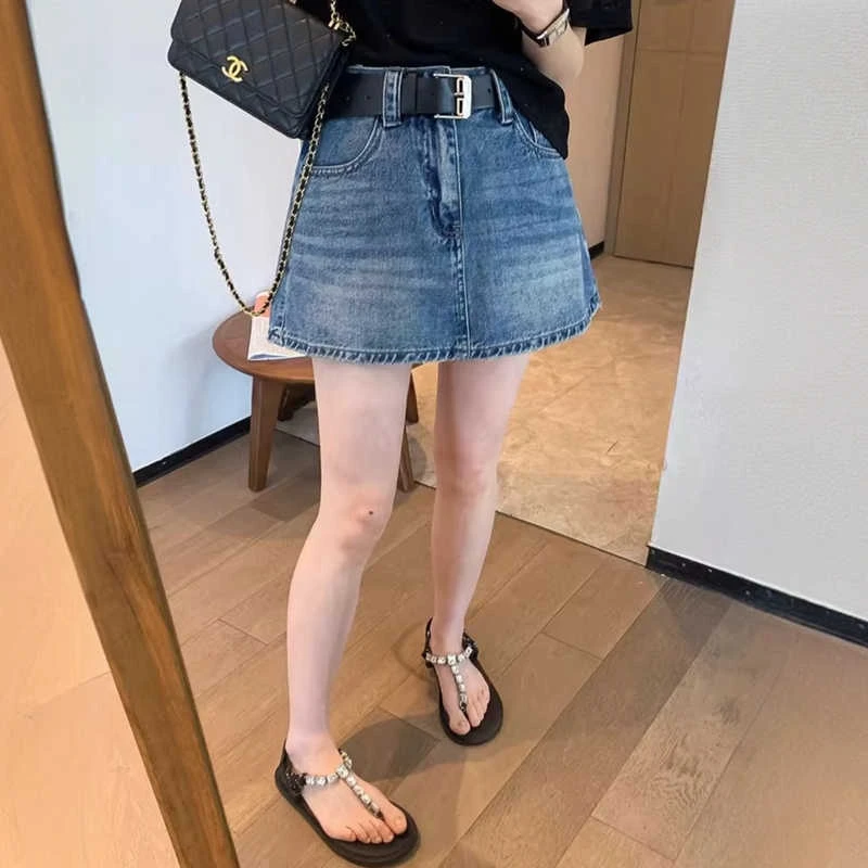 复古牛仔裙裤女装夏季新款大码胖mm小个子高腰显瘦短裤a字半身裙