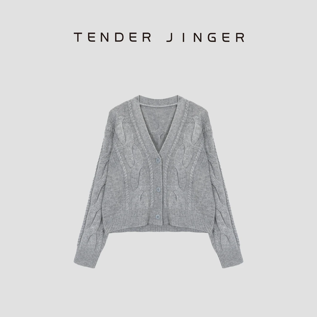 Tender Jinger【云朵慕斯】V领针织毛衣外套T53BBS41115