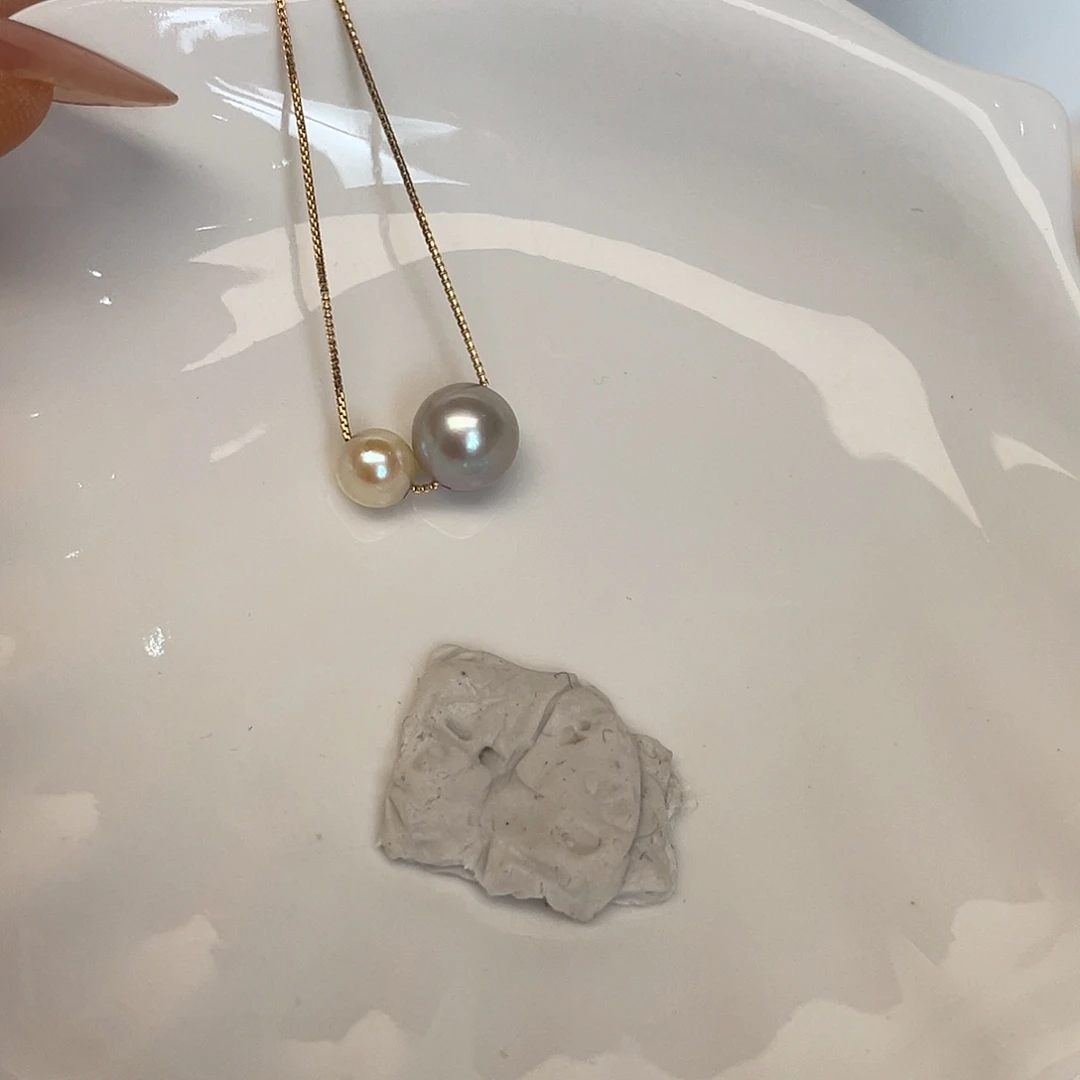 银S925镶嵌海水珍珠项链