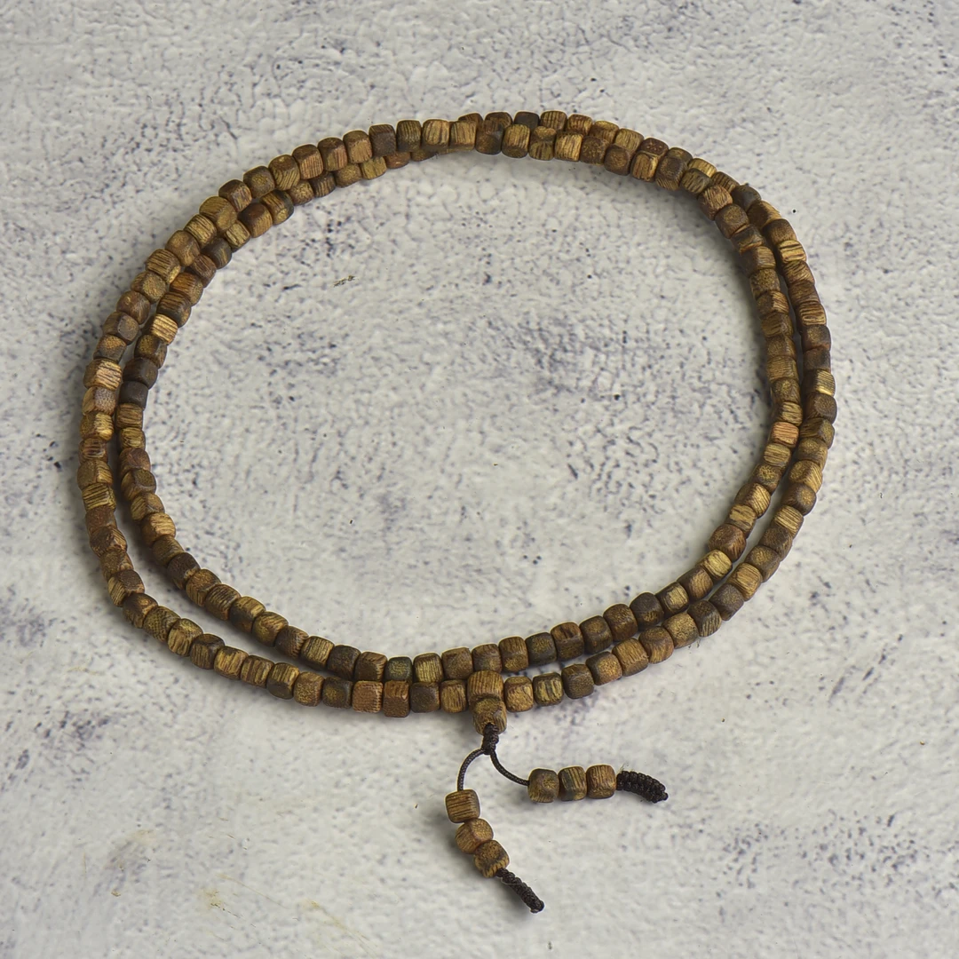 沉香海南乌身白奇楠方糖多圈手串