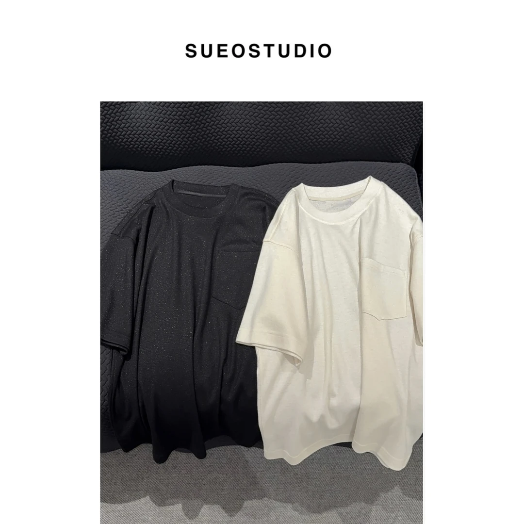 SUEO【星空T·金丝银线】羊毛混纺 轻盈透气亲肤柔软时髦精廓形T恤