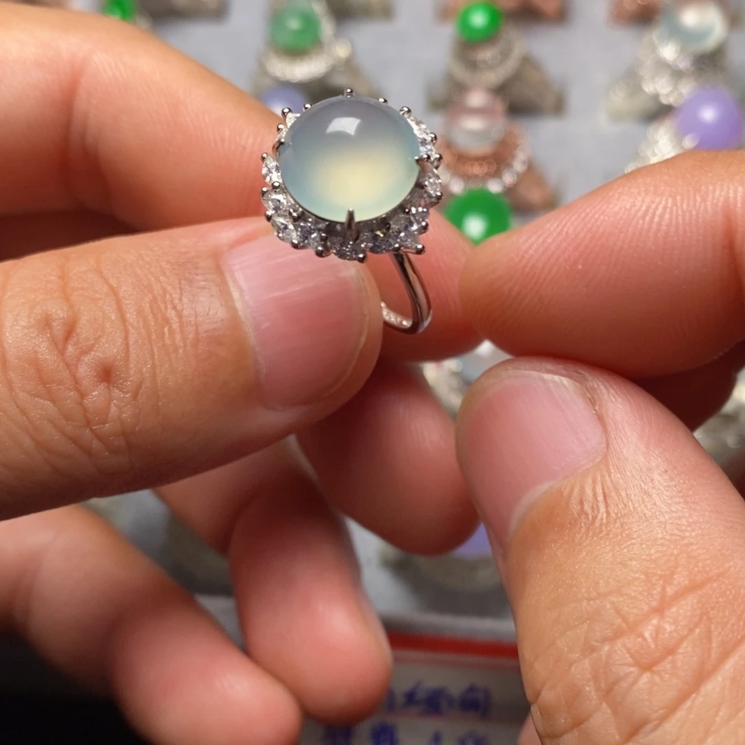 翡翠银S925镶嵌戒指戒指