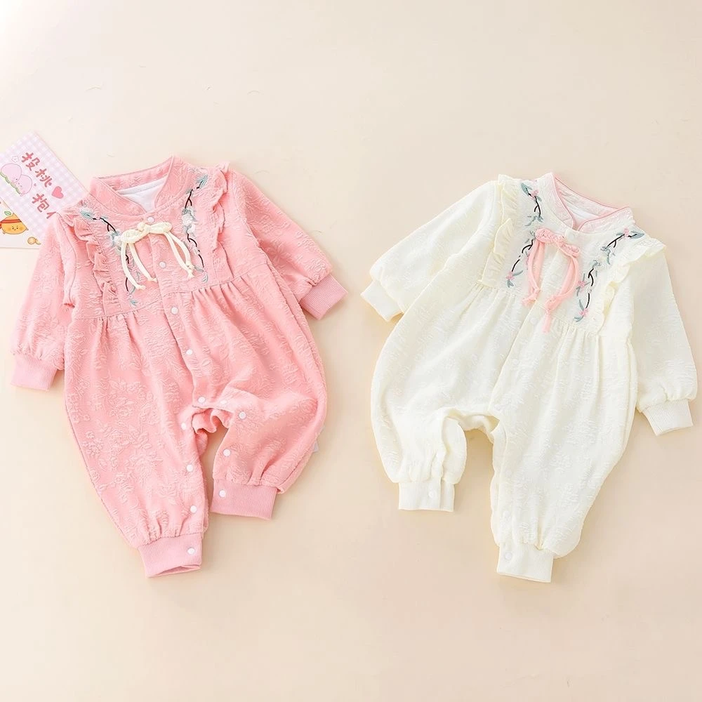 新生婴儿衣服国风满月公主百天长袖宝宝春秋新生儿连体衣爬服哈衣