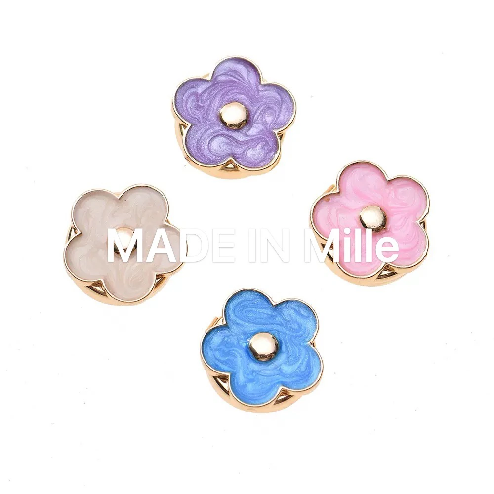 Mille高定纽扣套buttoncover热销小花朵金丝边百搭款