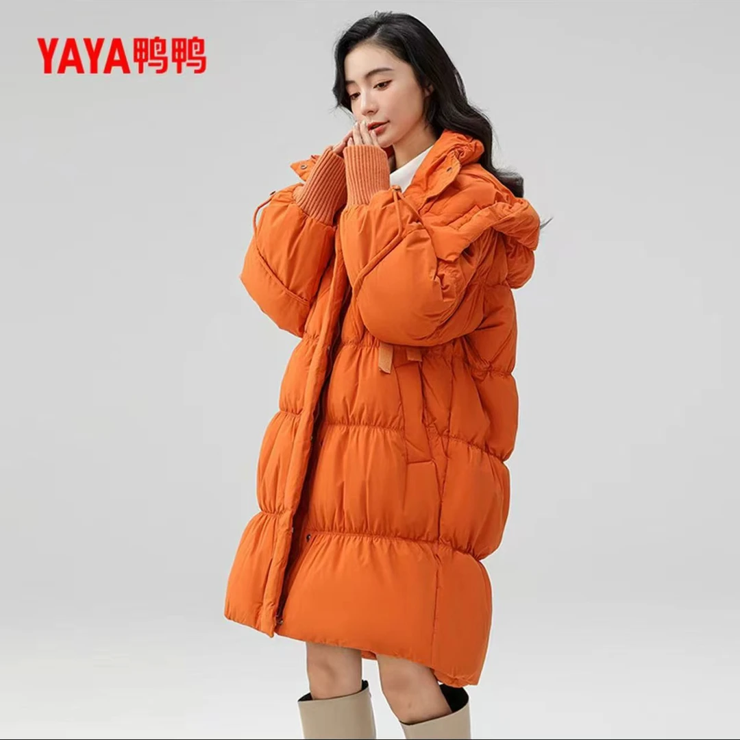 YAYA/鸭鸭时尚百搭中长款连帽秋冬加厚保暖羽绒服YE2B623231A