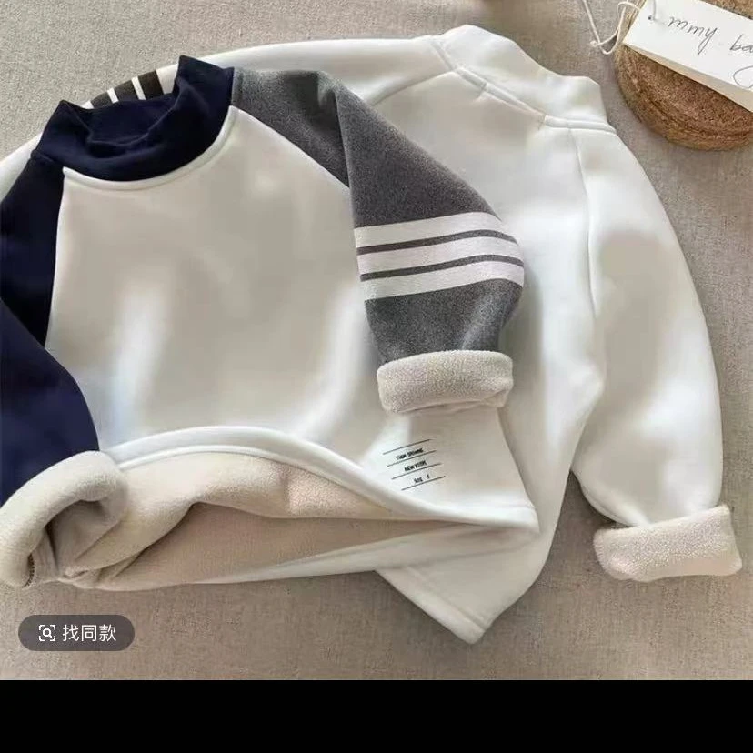 儿童加绒打底衫2024年秋冬新款时髦洋气百搭中小童打底衫