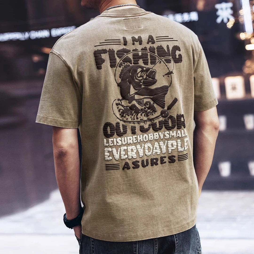 MR.MUDI/穆迪先生美式复古做旧短袖t恤男夏季2025新款潮牌宽松