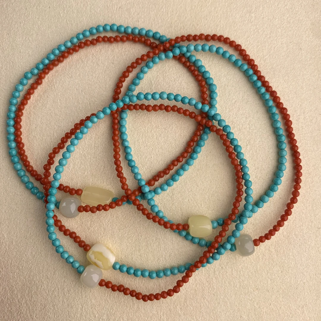 柿子红米珠南红松石双圈手链限购一单LN22多样性发其一