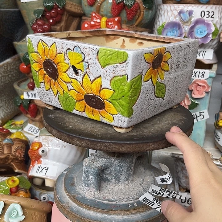 紫砂花盆粗陶材质多肉花盆