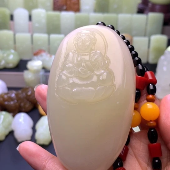 石材方解石手把件