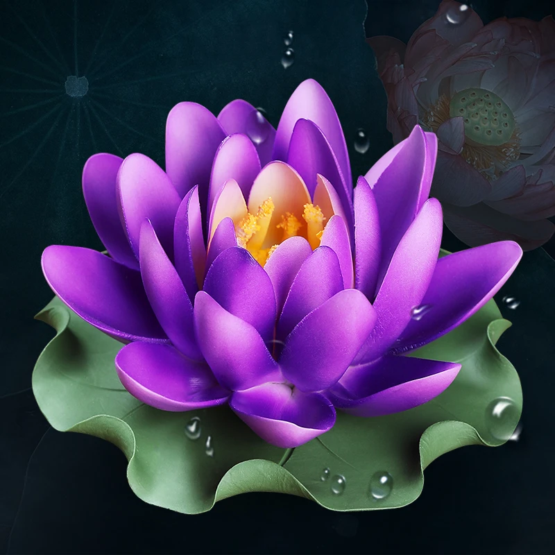 非遗手工瓷花紫色帝王莲花摆件佛堂佛前供花禅意香插工艺品装饰品